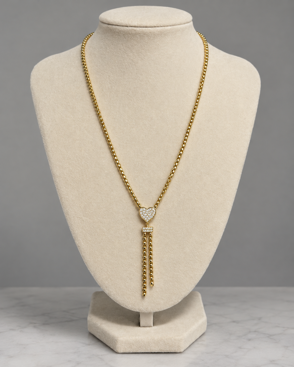 Amour Heart Lariat Necklace