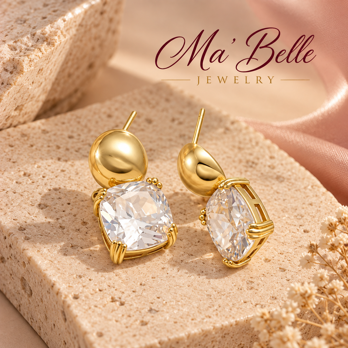 Solene Cushion Drop Earrings