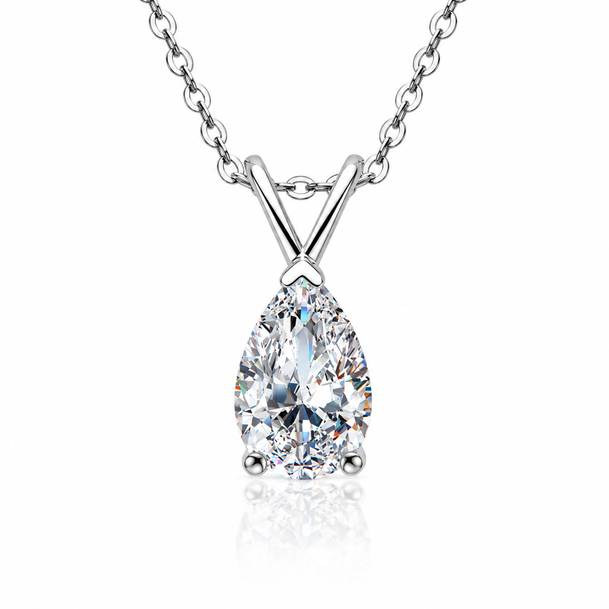 925 Sterling Silver VVS Moissanite Pear Shaped Pendant