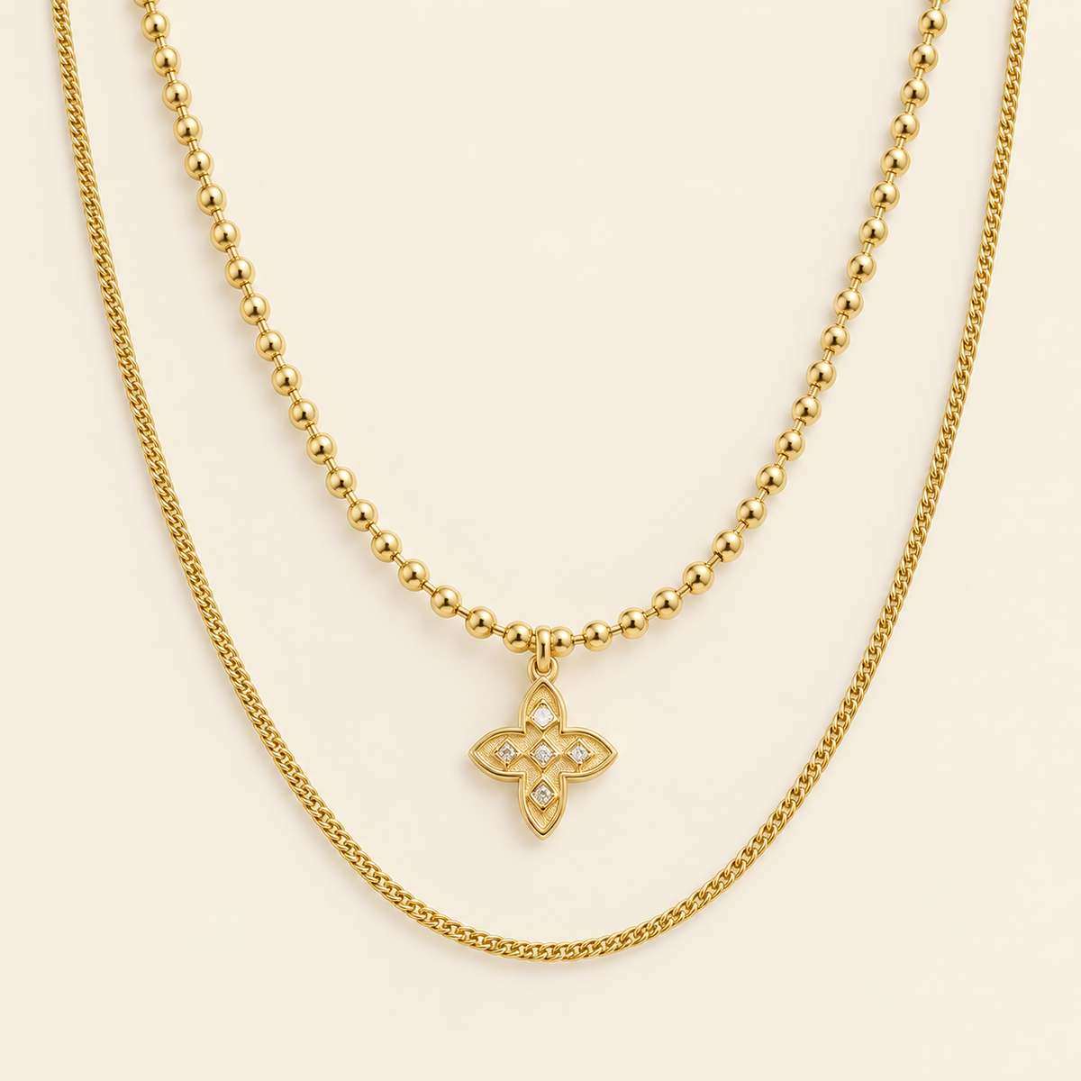 Duo Clover Layered Necklace