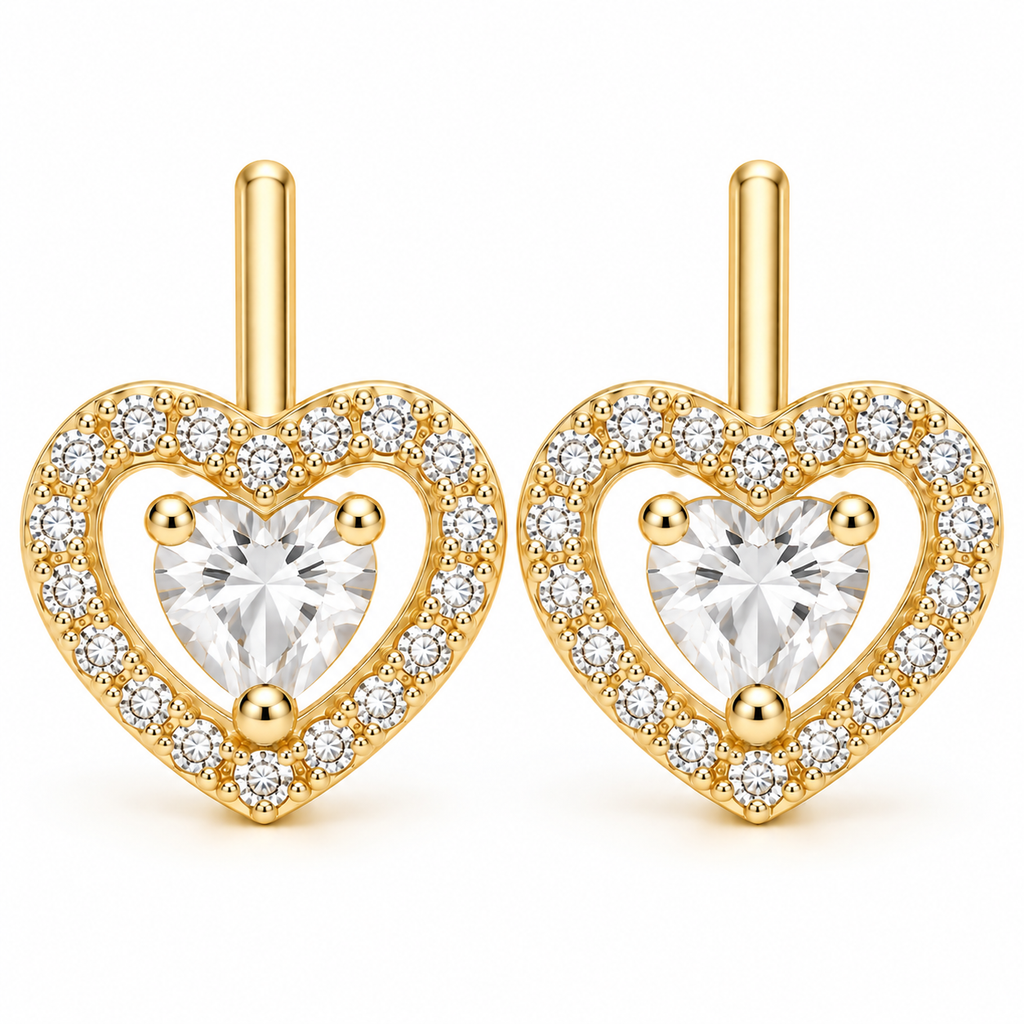 Amora Heart Halo Stud Earrings