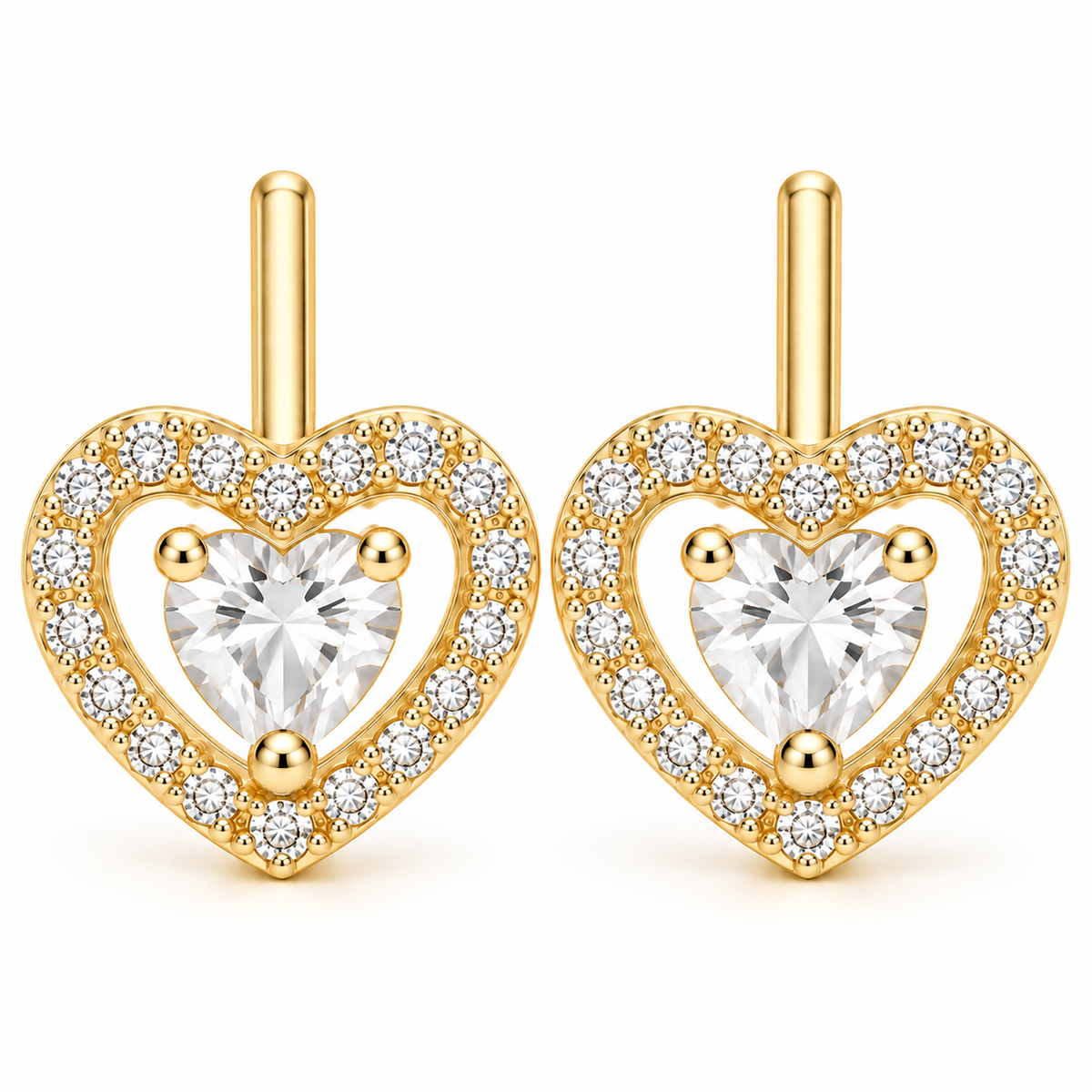 Amora Heart Halo Stud Earrings