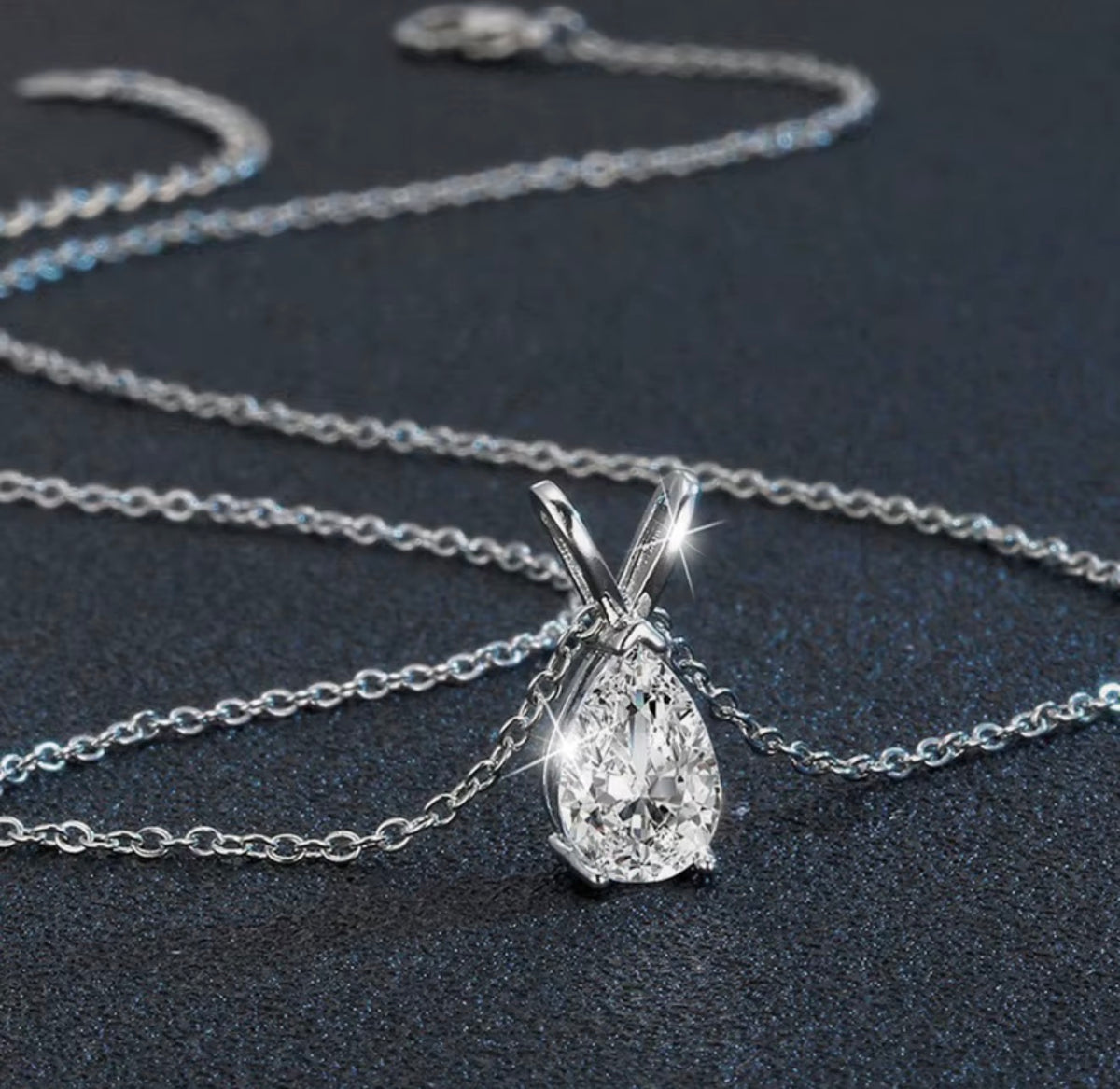 925 Sterling Silver VVS Moissanite Pear Shaped Pendant