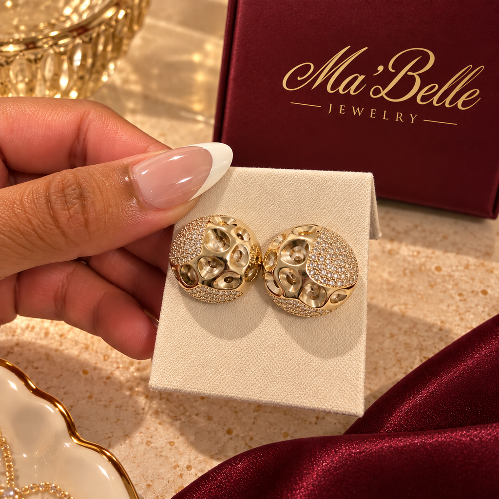 Aveline Filigree Dome Stud Earrings