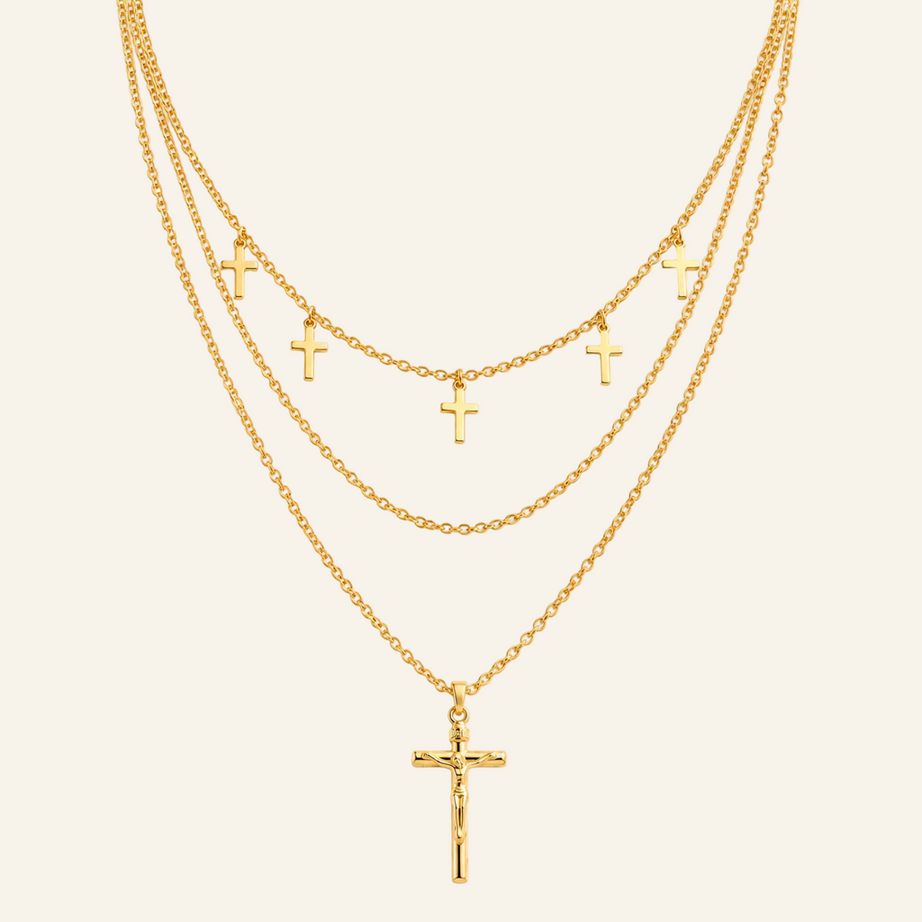 Triple Layer Cross Necklace