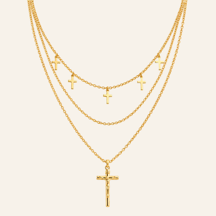 Triple Layer Cross Necklace