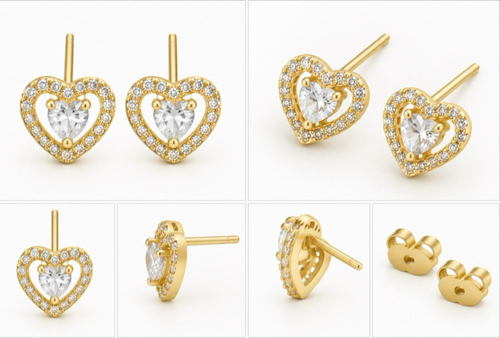 Amora Heart Halo Stud Earrings