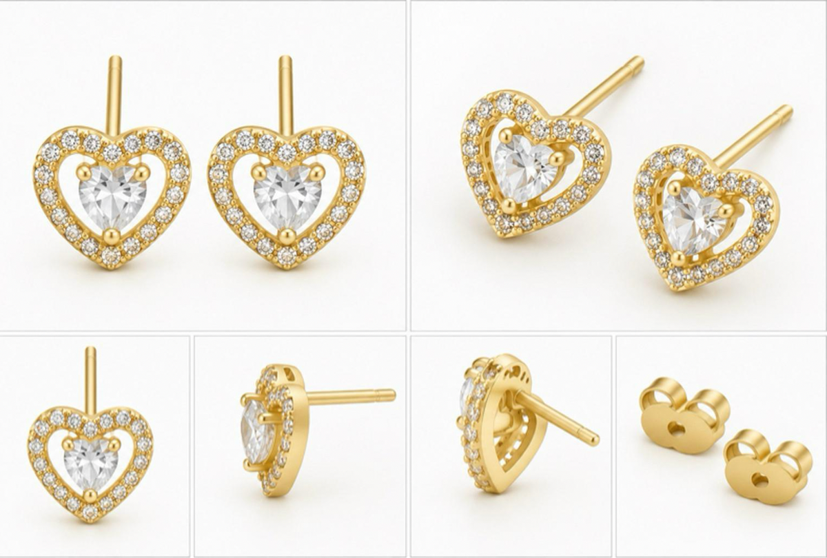Amora Heart Halo Stud Earrings