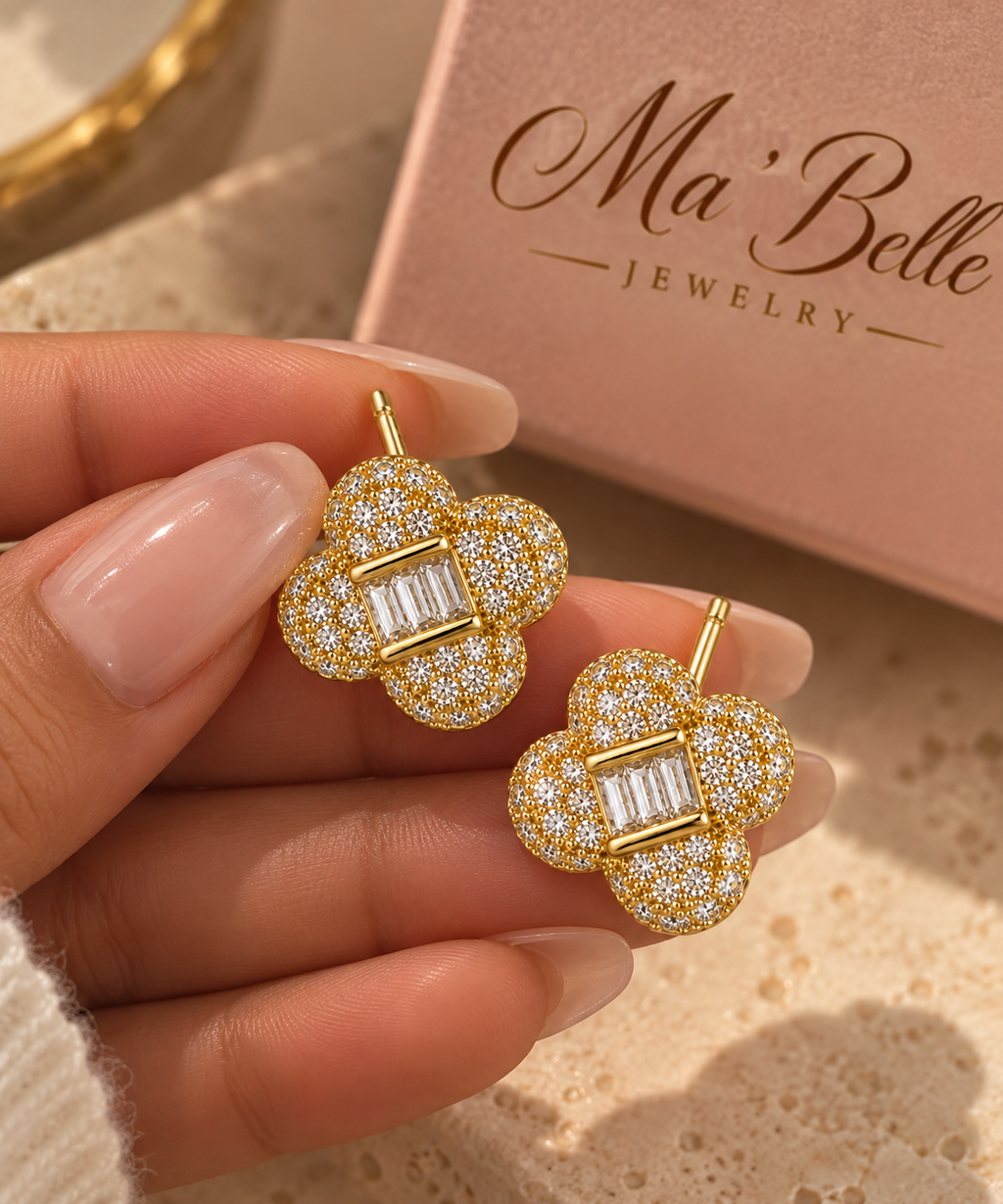 Estella Clover Baguette Stud Earrings