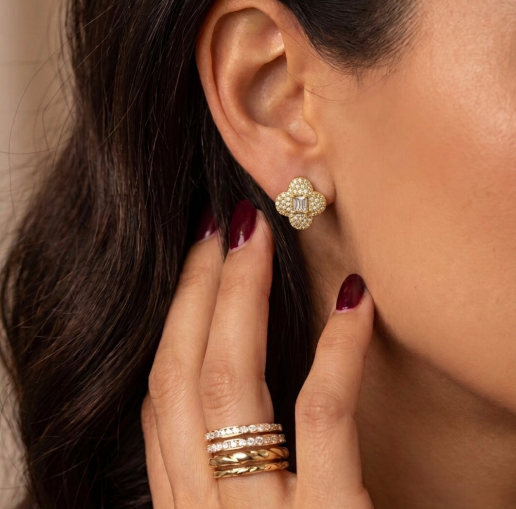 Estella Clover Baguette Stud Earrings