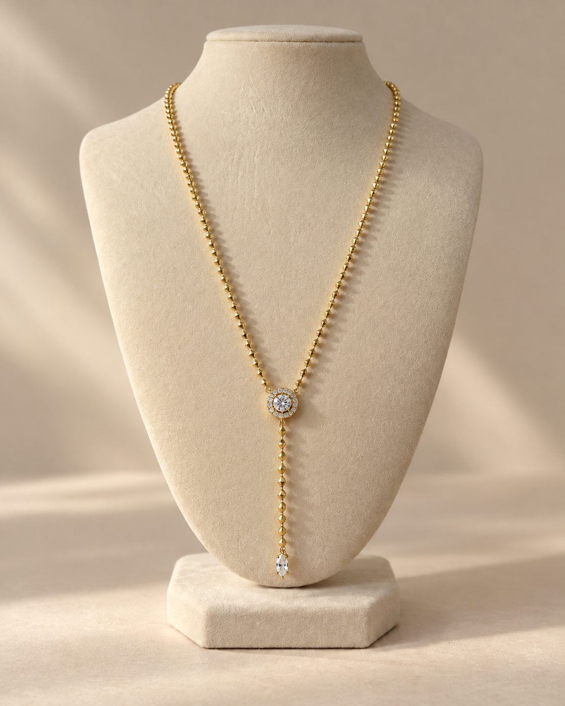 Solene Halo Lariat Necklace