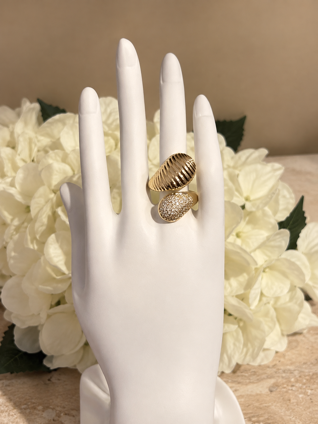 Amara Textured Pavé Ring