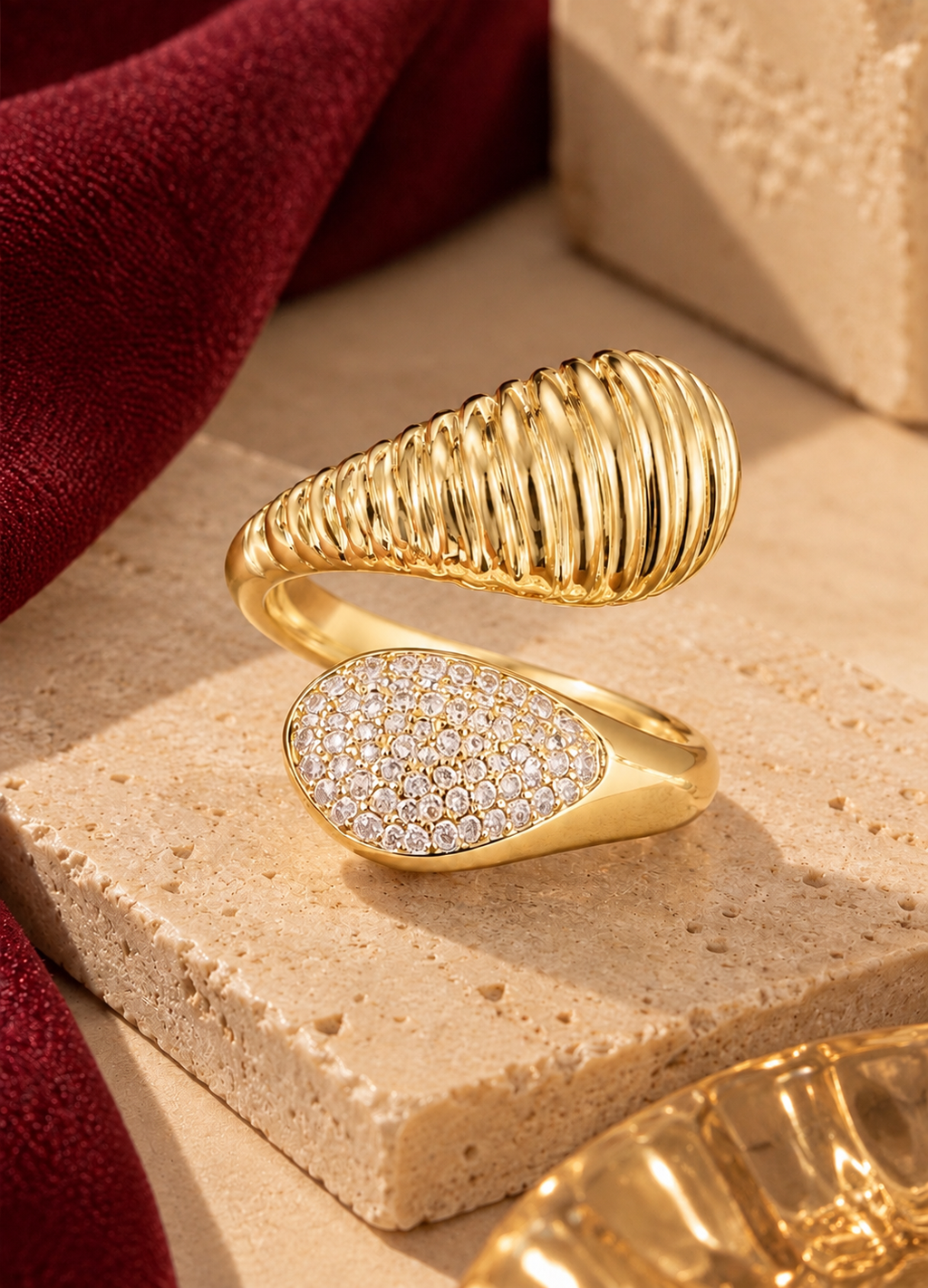 Amara Textured Pavé Ring