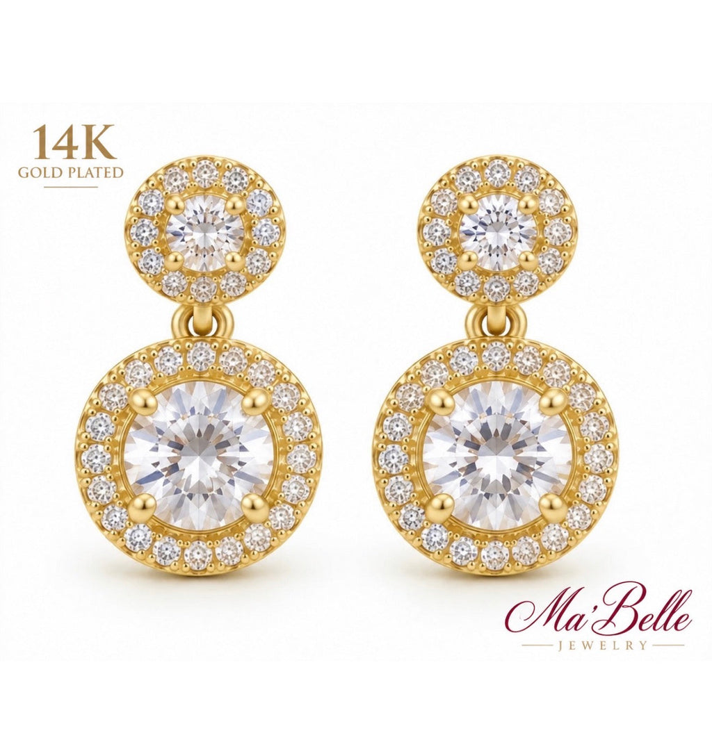 Iselle Double Halo Drop Earrings