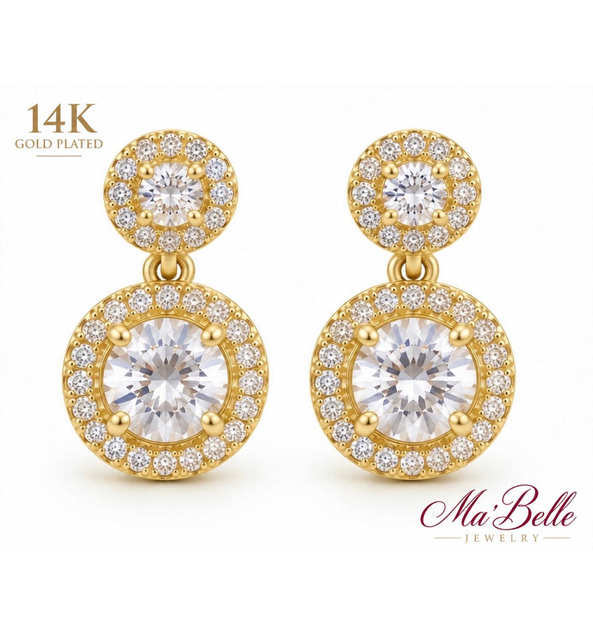 Iselle Double Halo Drop Earrings