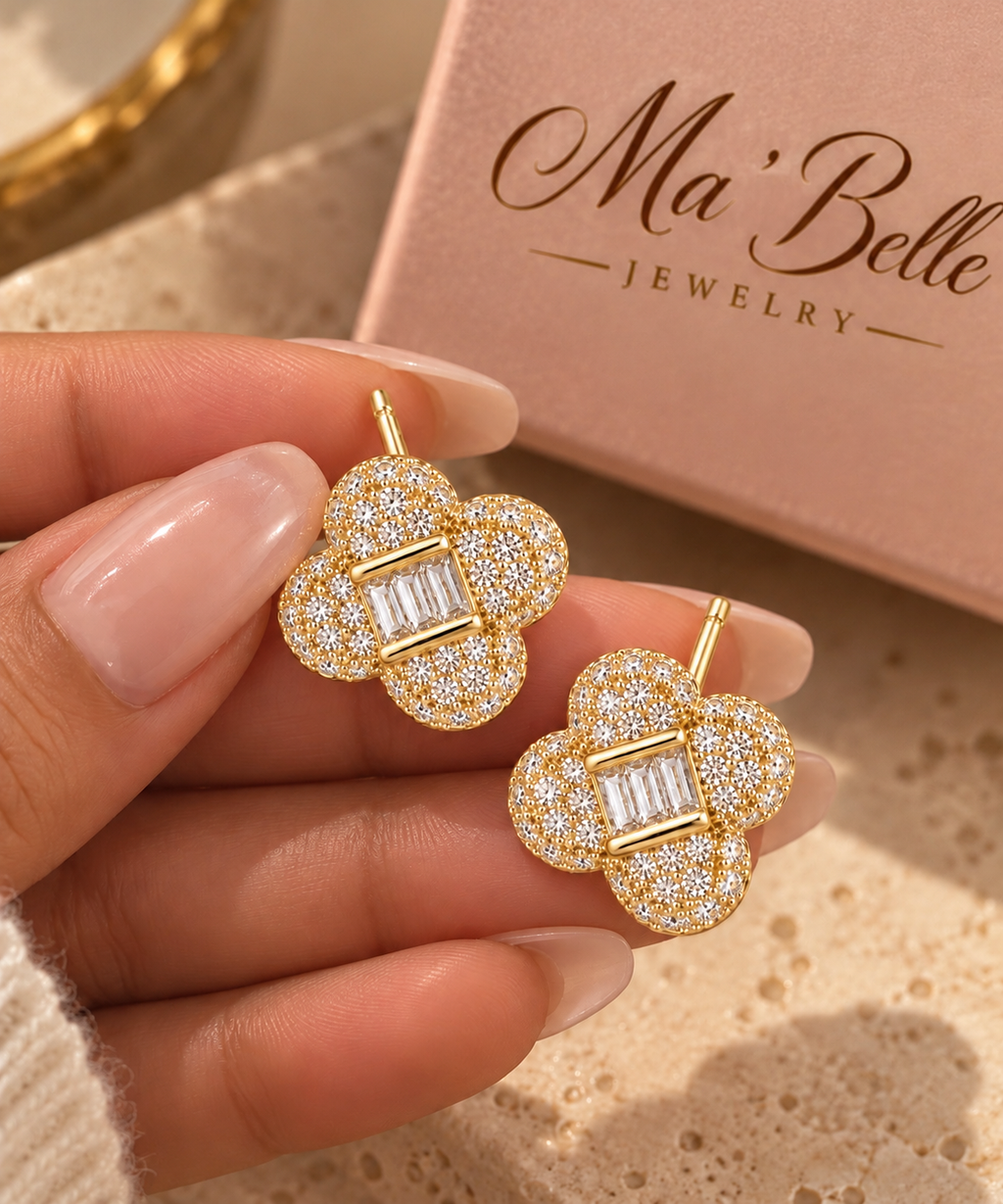 Estella Clover Baguette Stud Earrings
