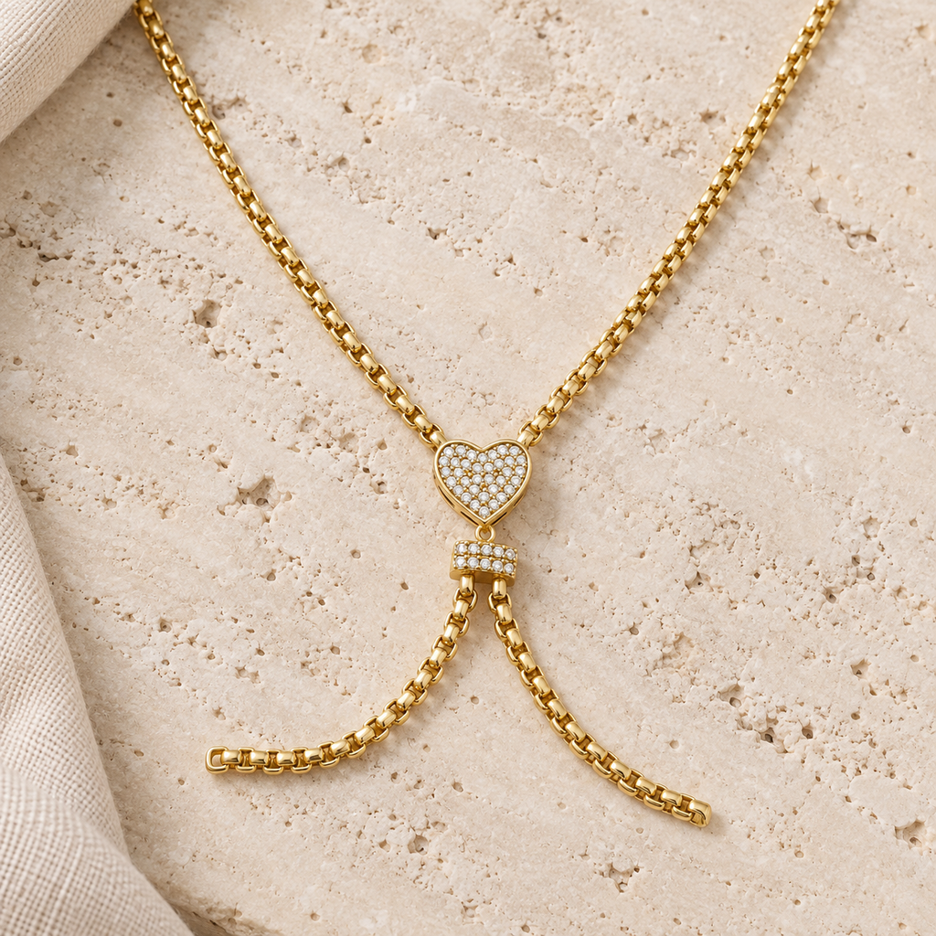 Amour Heart Lariat Necklace