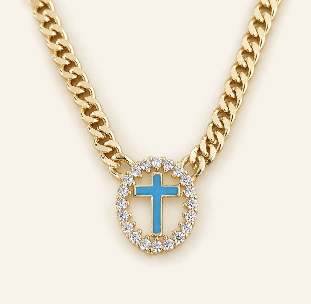 Faith Cross Halo Necklace