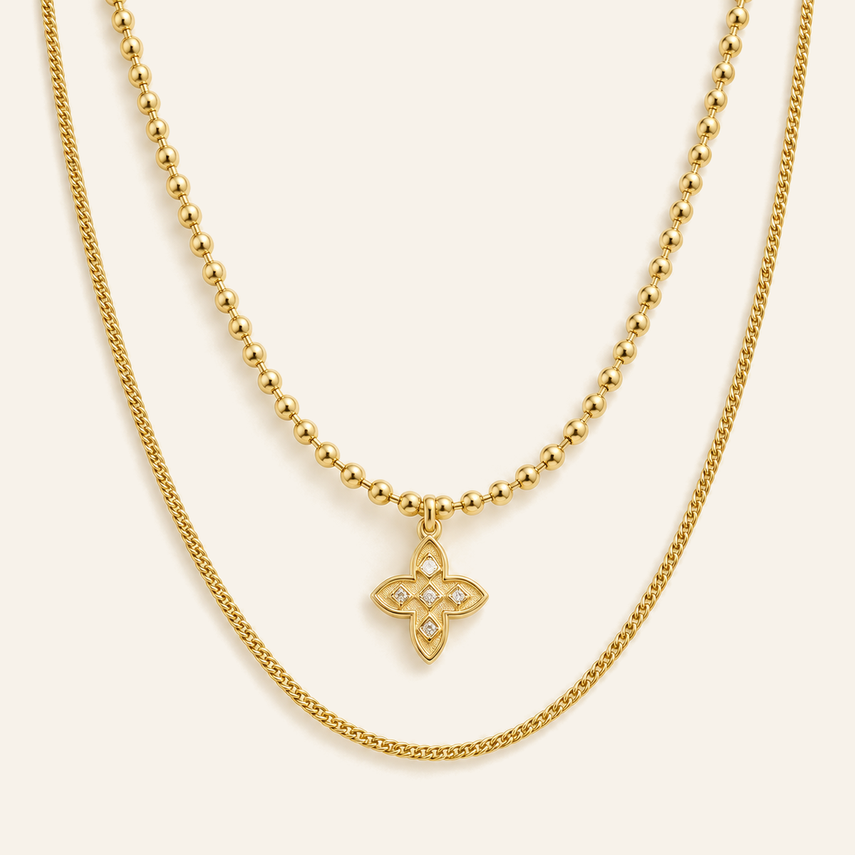 Duo Clover Layered Necklace