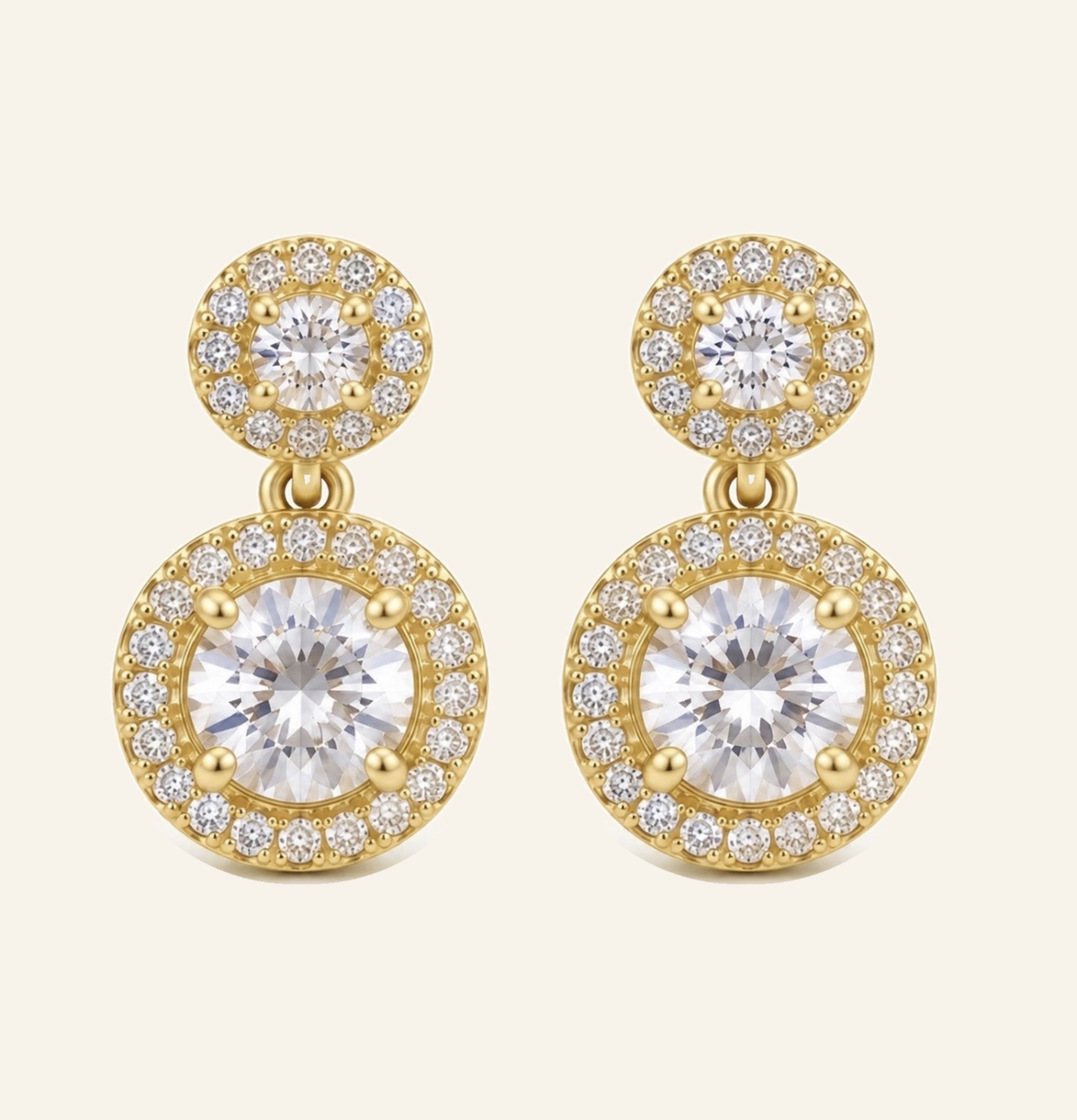 Iselle Double Halo Drop Earrings