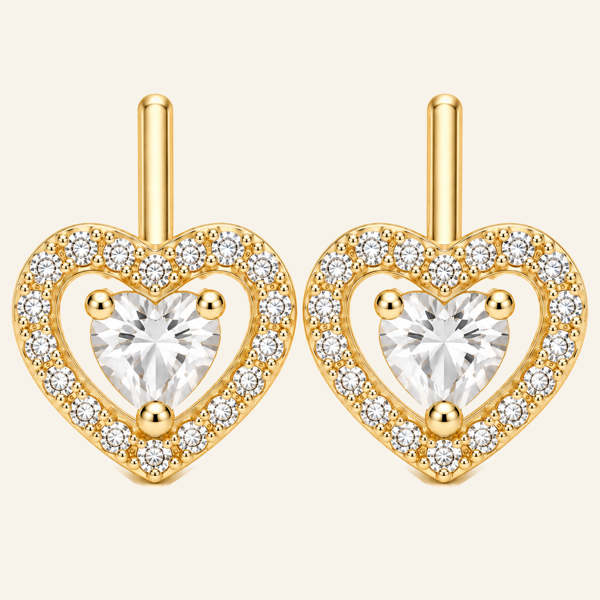 Amora Heart Halo Stud Earrings
