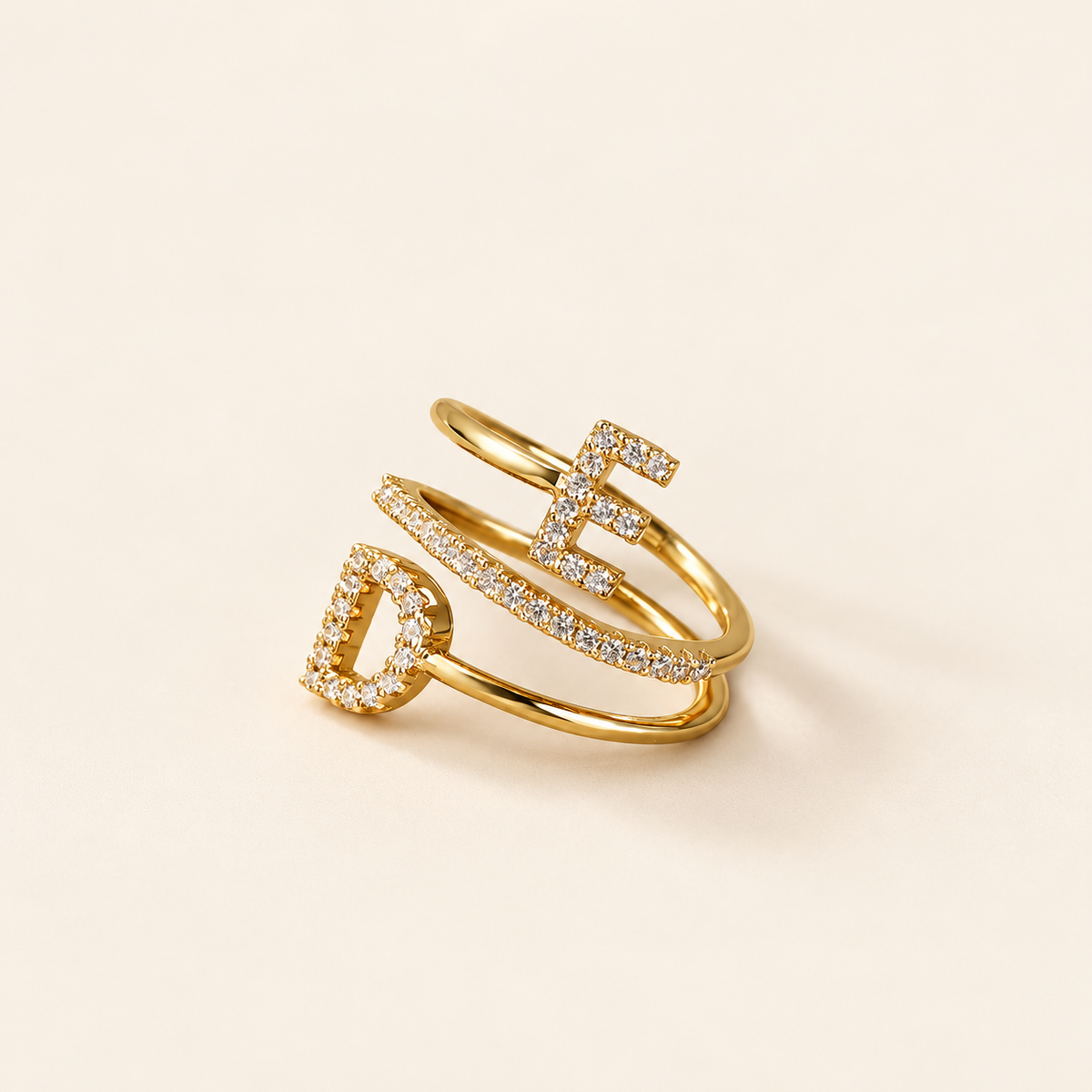 Duet Sparkle Personalized Initial Ring