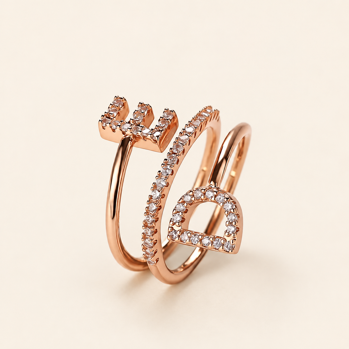 Duet Sparkle Personalized Initial Ring