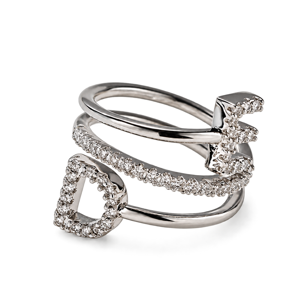 Duet Sparkle Personalized Initial Ring