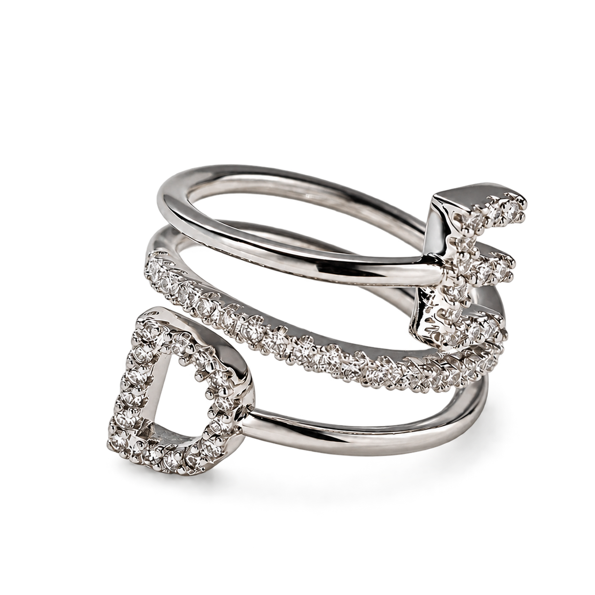 Duet Sparkle Personalized Initial Ring