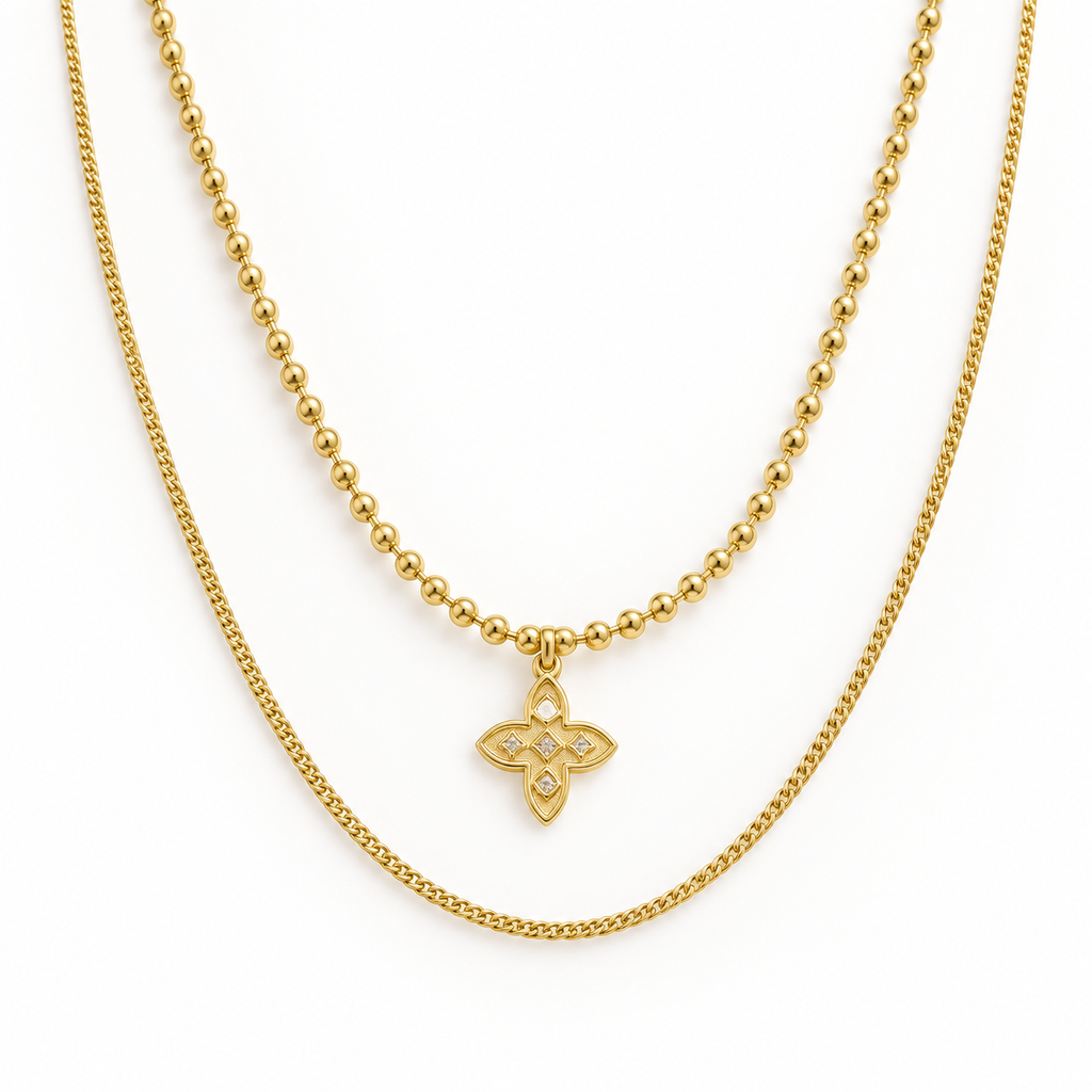 Duo Clover Layered Necklace