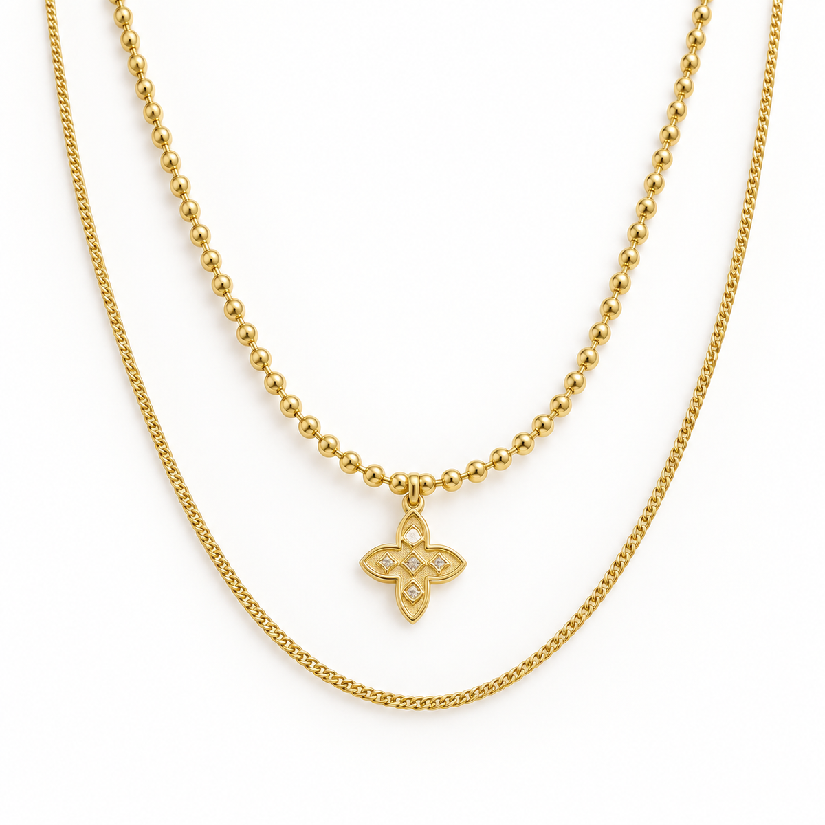 Duo Clover Layered Necklace