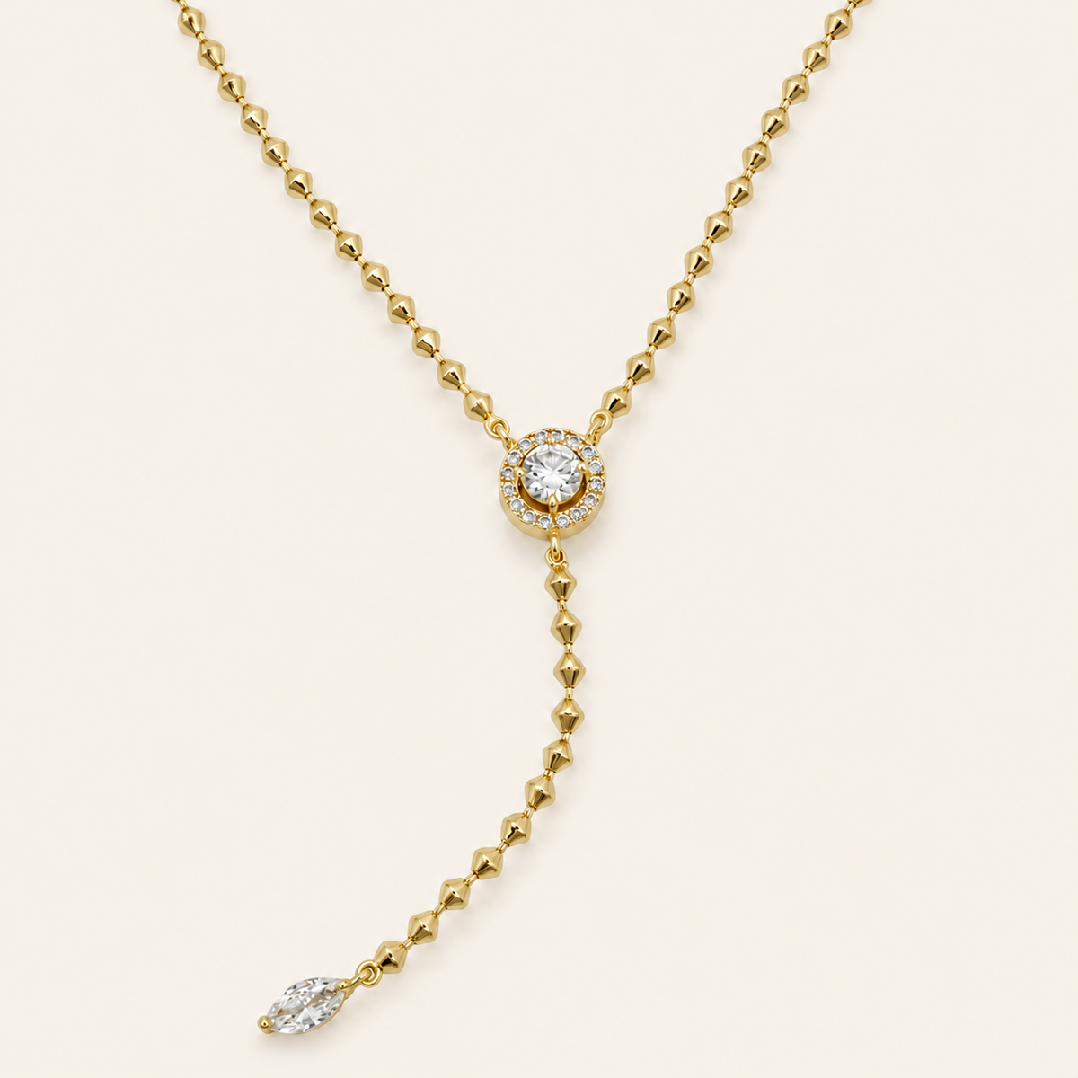 Solene Halo Lariat Necklace